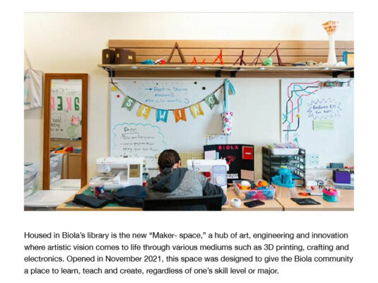 Creativity Corner - Biola Magazine - Biola University Page - 01